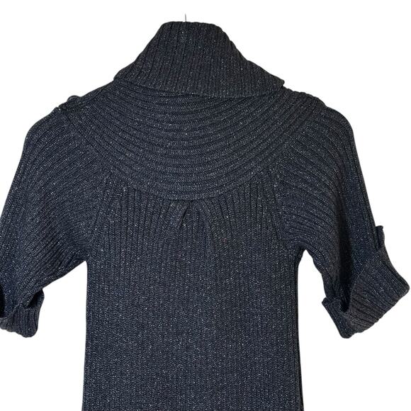 Rebecca Taylor Turtle Neck Sweater Dress Size XS Black with Metallic Thread - Picture 4 of 11